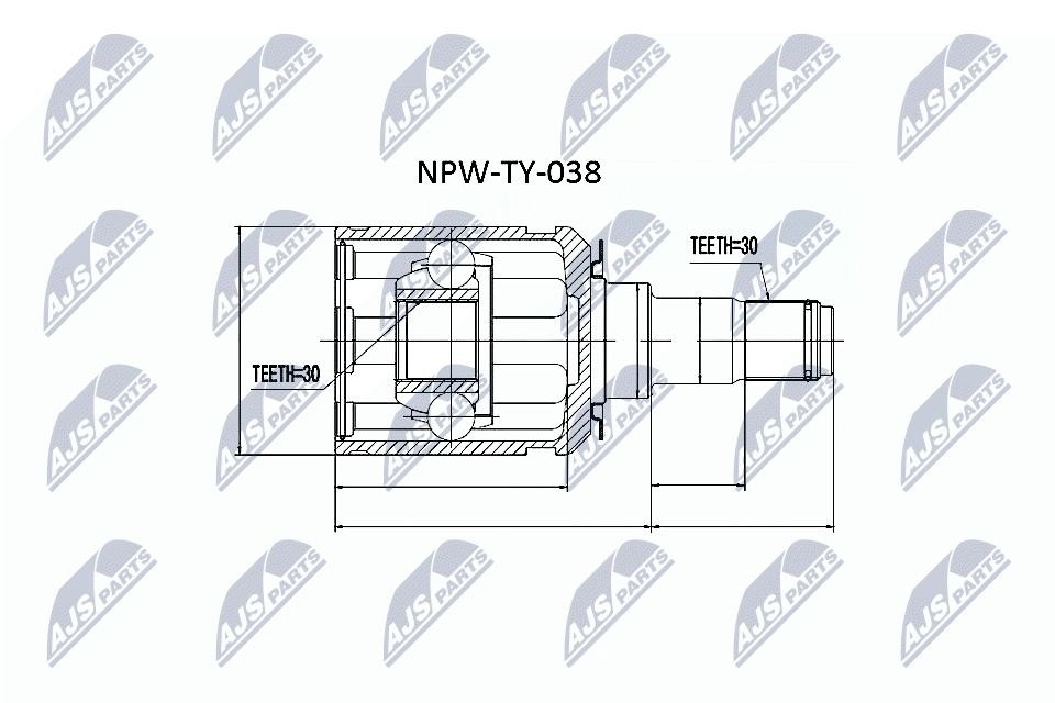 NTY CV Joint Shaft Kit NPW-TY-038 for Lexus Toyota, 104 mm