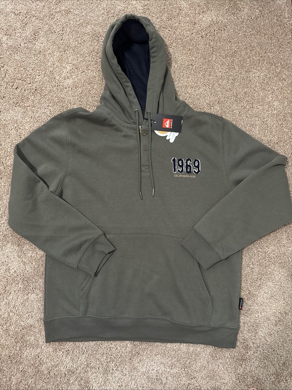 New Men’s L Quicksilver Duo Hoodie sweatshirt 1969 Kangaroo Pocket MSRP$75