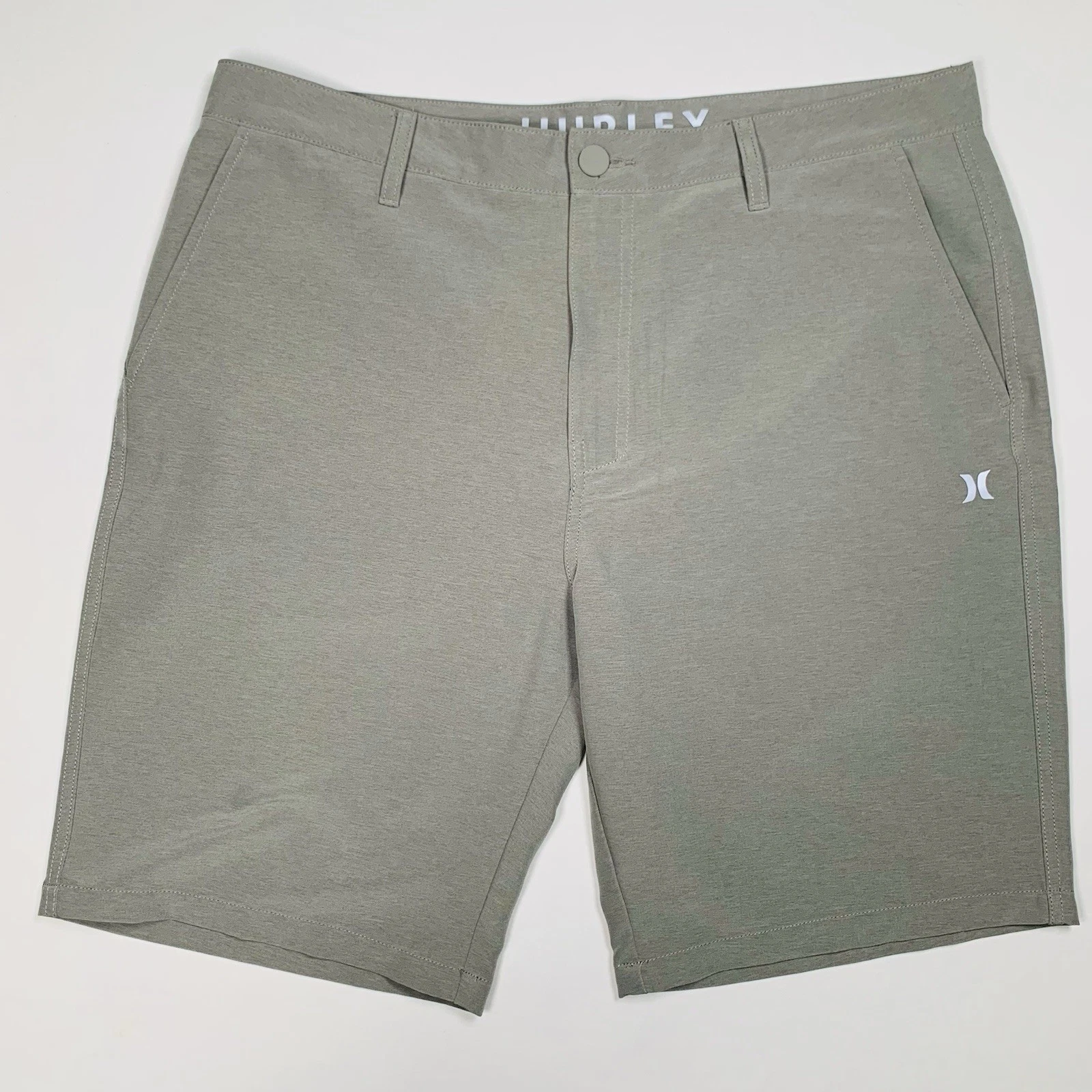 Hurley Performance Chino Short Men 36 Heather Green Stretch Zip Pocket Golf Logo