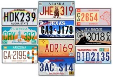 - Set of 10 Metal USA car License Plates - replicas of Real American Plates o...