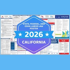 2026 California Labor Law Compliance Poster   State  Federal Laminated