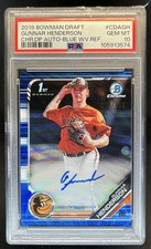 2019 Bowman Draft Gunnar Henderson Chrome Auto Blue Wave Refractor #/150 PSA 10