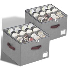 Shoe Organizer for Closet, 2 Pack Large Shoe Box Storage Containers,Shoe Grey