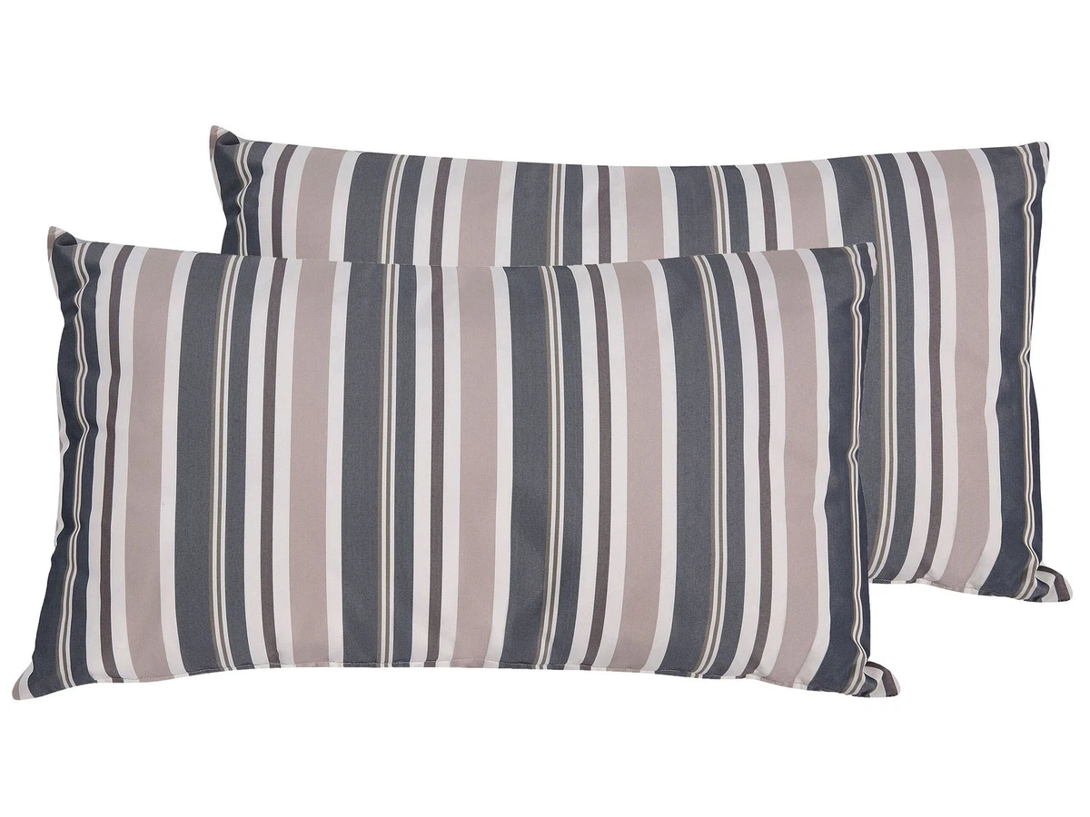 Cuscini Per Sedie Da Giardino 40x40 Cm A Righe Rosa E Bianco, Con Lacci, Imbottiti In Poliestere, Rivestibili Su Entrambi I Lati