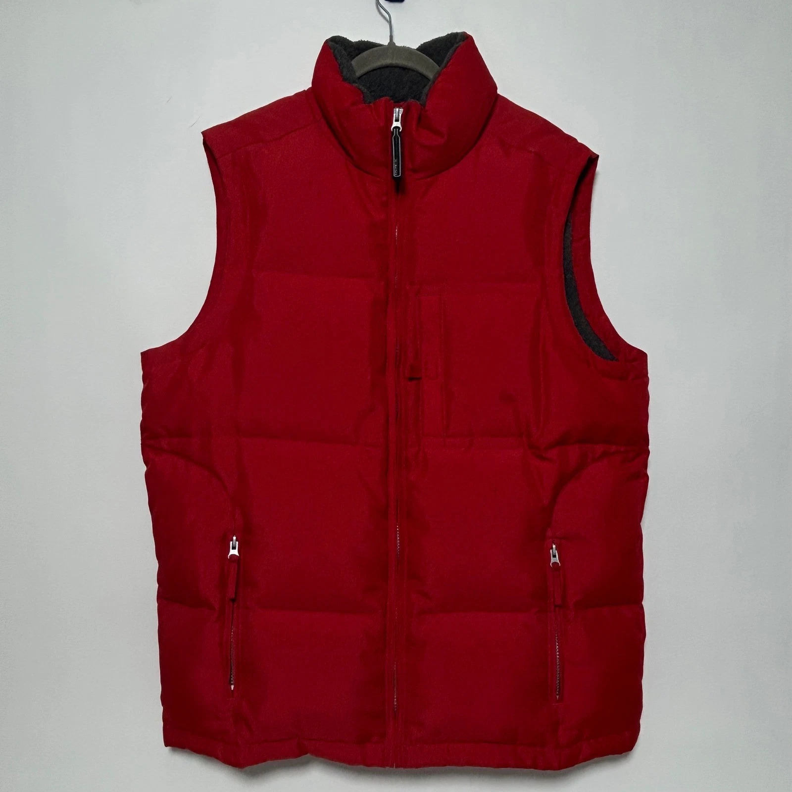 Vintage Down Utility Vest Red Gorpcore Workwear Multi Pocket Winter Outdoor