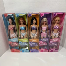 Lot of 5 Palm Beach Barbies Dolls 2001 - Skipper, Midge, Lea, Teresa Barbie Lot