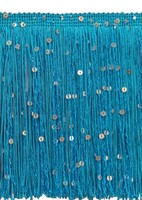 "DÉCopro 6\" Pailletten Kettenfransenbesatz, Farbe# 04 - TüRkisblau [27 Yards]"