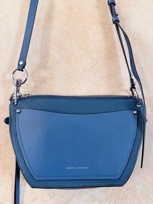 Rebecca Minkoff Hayden Leather Crossbody Bag Lake Blue Silver Accents - Like New
