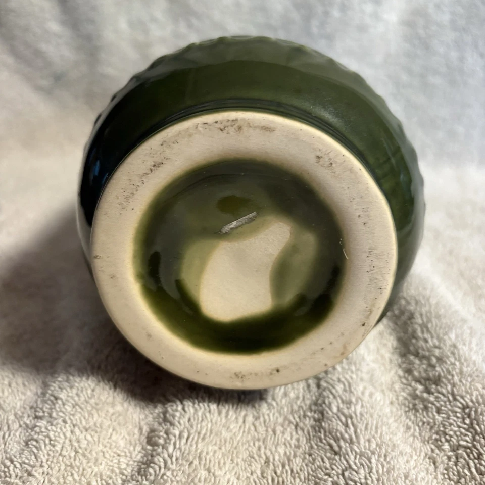 "Florero de cerámica de aguacate y blanco de 12"" diseño geométrico" Foto 4 de 4