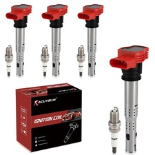 UF529 Ignition Coil Pack and Double Iridium Spark Plugs Set of 4 Compatible w...