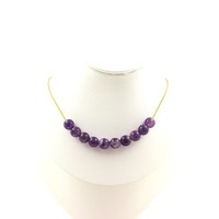 Mineralien Und Steine PréCieuses. Halskette 10 Perlen Amethyst 8 Mm. Kette Ikt