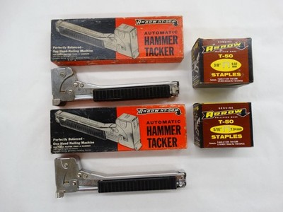 2 Vintage Arrow Model HT-50M Stapling Hammer Tackers w/ Staples