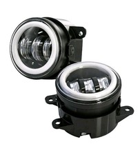 2x 3 Inch Round Led Fog Lights White Cob Angel Eyes Halo Drl Driving Car Trucks