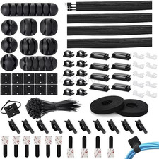 282PCS Cable Management Kit Cord Organizer Wire Clips Ties Home Office Desk