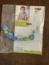 HABA Wooden Blue Cars Pacifier Holder Attachment Chain New