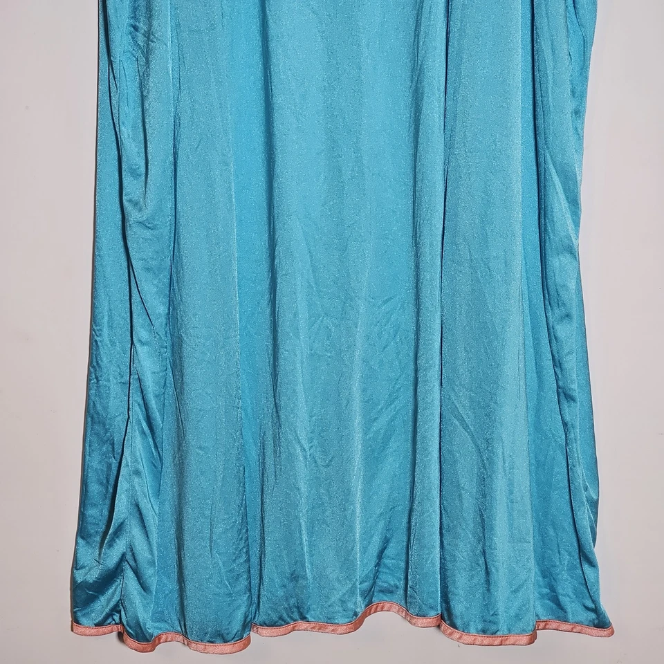 Vintage Lane Bryant Nightgown Womens 5X Plus Blue Pink Trim Nylon Maxi Scoop 90s - Image 3 of 4