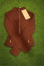 Lululemon Define Jacket Nulu Burgundy Size 2 Full Gold Zip Pockets Thumbholes