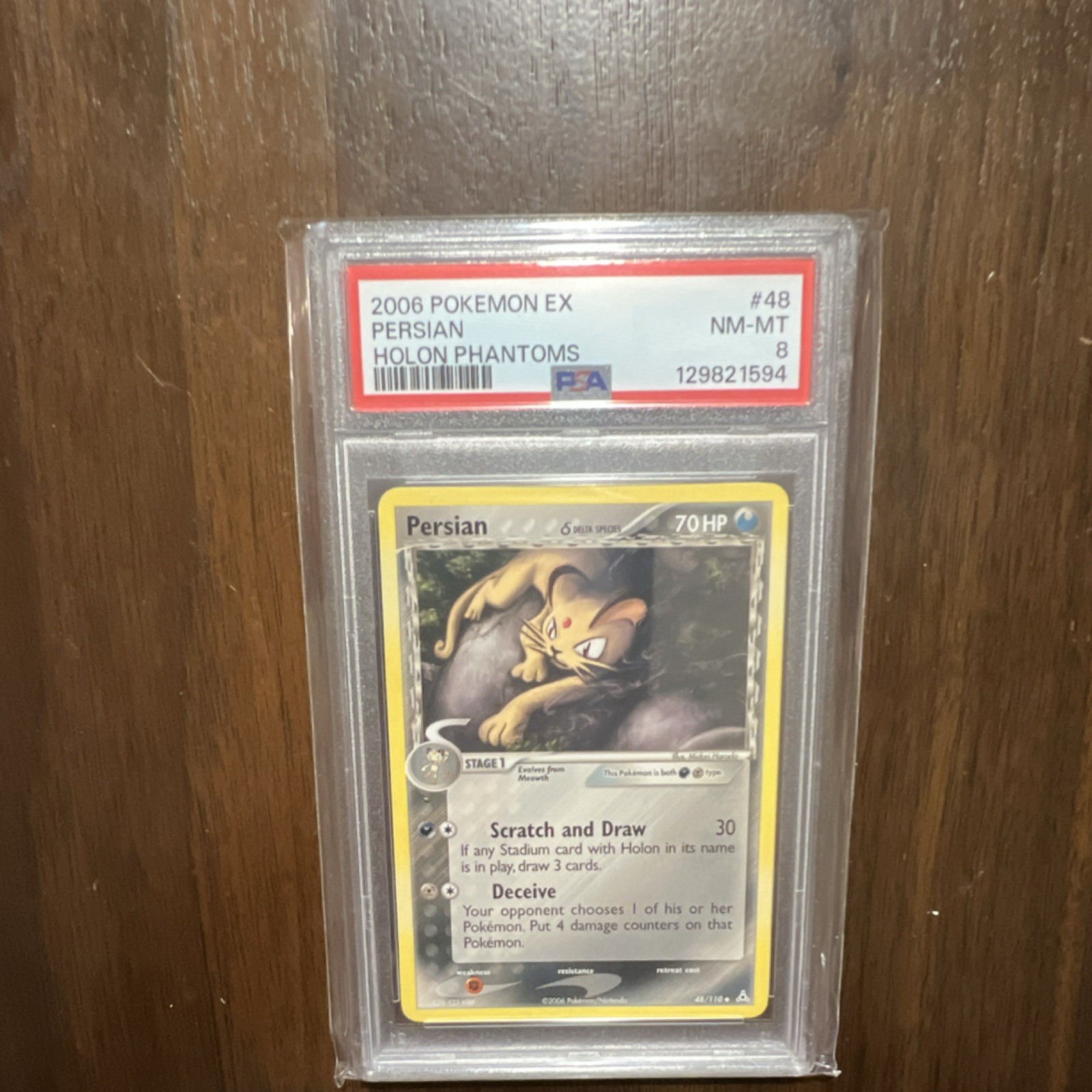 Pokémon Persian EX 48/110 Holon Phantoms PSA 8 Delta Species 70 HP