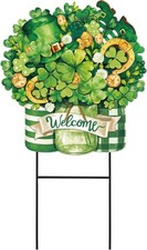 Irish Garden Metal Stakes for St Patricks Day - 25 Inch Outdoor Decor
