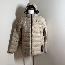 Under Armour Men  s Legend Down -SZ L- Tan Hooded Jacket Insulated 600 FP