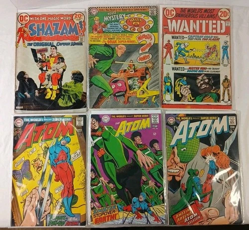 Vintage Comic Book Lot Of 6 DC Comics Shazam The Atom Captain Cold The Flash