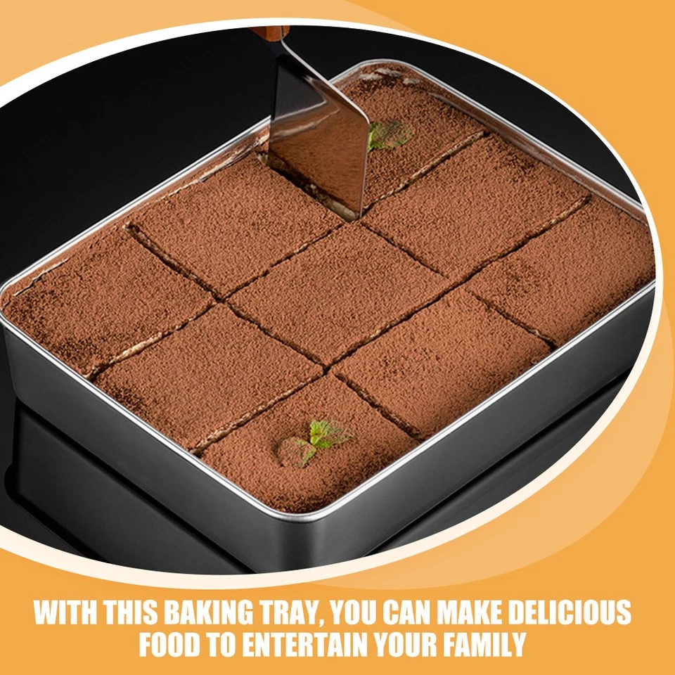 2 Pcs Tiefe Backpfanne Aus Rostfreiem Stahl Essenstablett Edelstahl - Bild 3 von 4