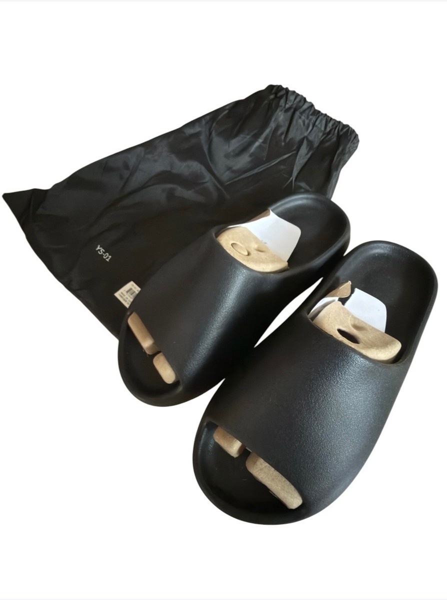 Yeezy YS-01 Men's Black Slide Sandals Slip-On Rubber Upper Sizes