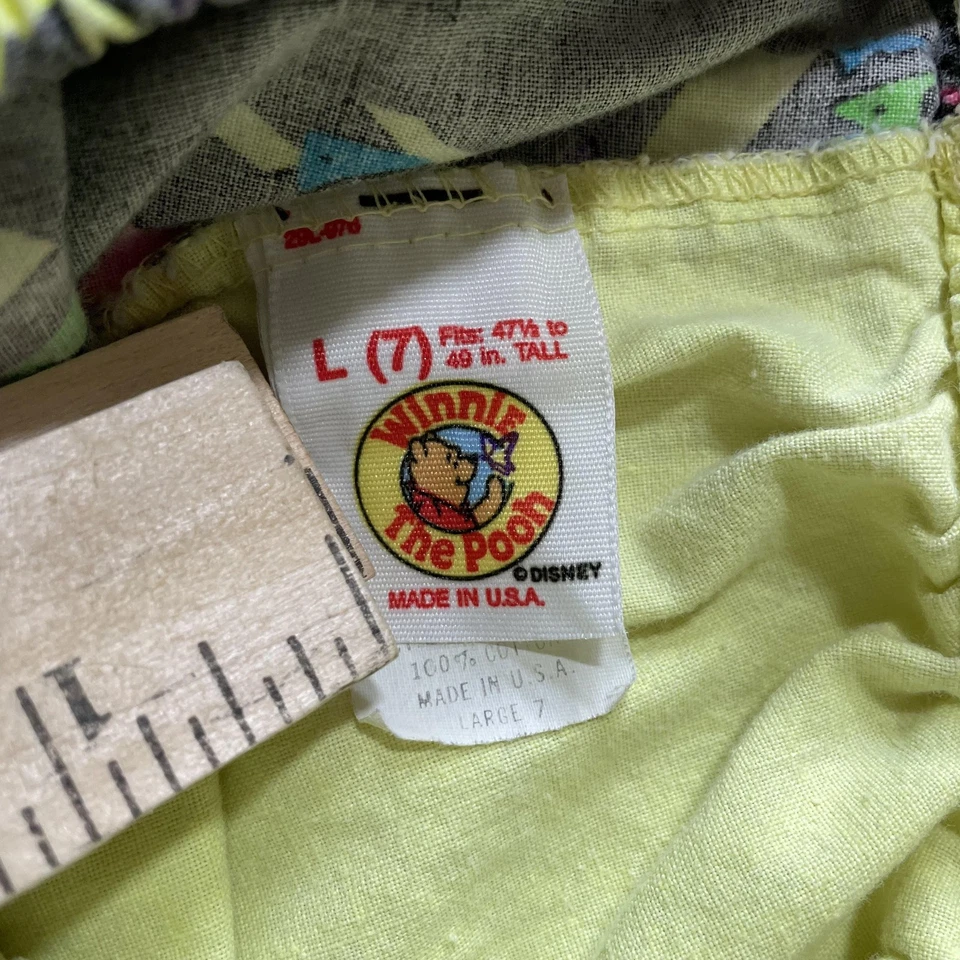 VINTAGE Disney Winnie the Pooh Shorts Boys Large 7 Geometric Made USA Neon 90s - Image 3 of 4