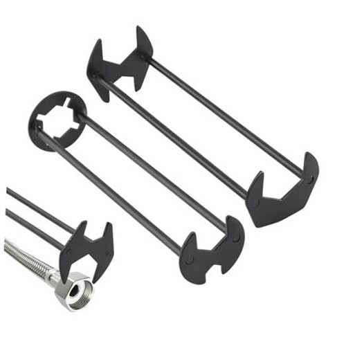 2-Piece Basin Wrench Set for Sink and Faucet, 7 Sizes Faucet Installation Black