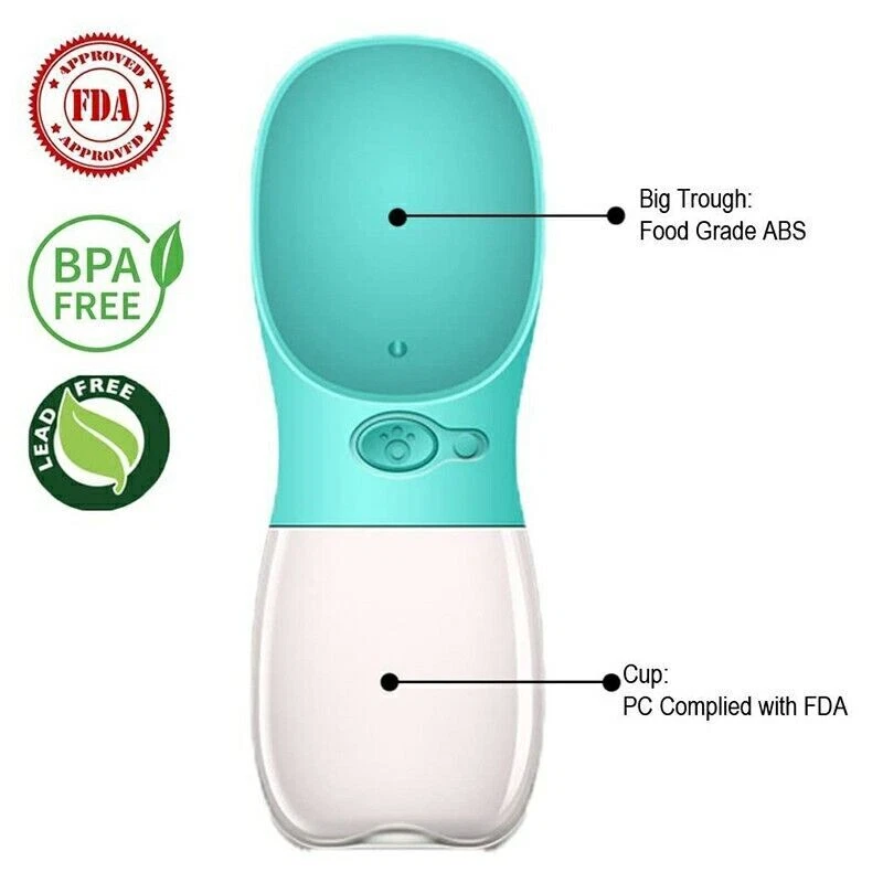 Portable Cat Dog Pet Water Bottle Drinking Cup Puppy Travel Outdoor Feeder Blue - Image 3 of 4