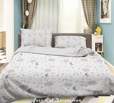 3D Rainbow Moon Cloud Kids Quilt Cover Set Duvet Cover Bedding Pillowcases