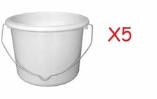 1L PLASTIC PAINT KETTLES / PAINT POT WHITE - PACK OF 5, 1 LITRE, PAINTING TUBS