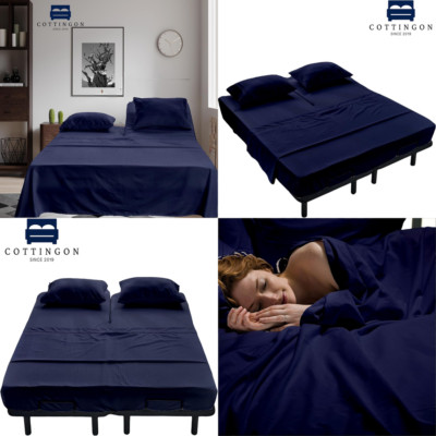 BEST Flex Split Top King Sheets for Sleep Soft Bed 100% Egyptian Cotton 400 TC