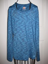 Dickies Women's Long Sleeve Crew Neck Shirt Scrub Top Blue Size XS / S NU CND