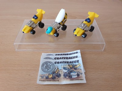 Ü-Ei Crazyracer 3x mit Beipackzettel (612464 612405) aus dem Jahr 1994