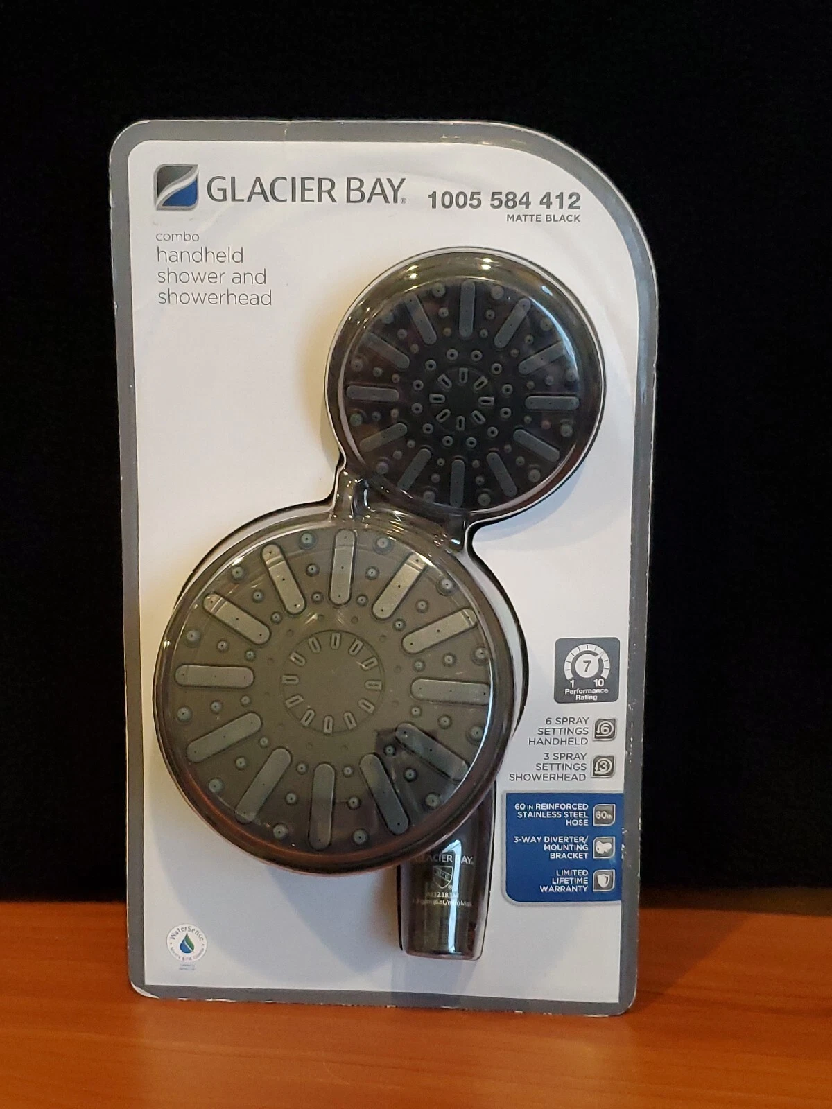 Glacier Bay 6-spray 5 in. Dual Shower Head and Handheld Shower Head matte black