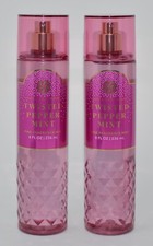 2 NEW BATH  BODY WORKS TWISTED PEPPERMINT FRAGRANCE MIST SPRAY 8OZ LARGE PINK