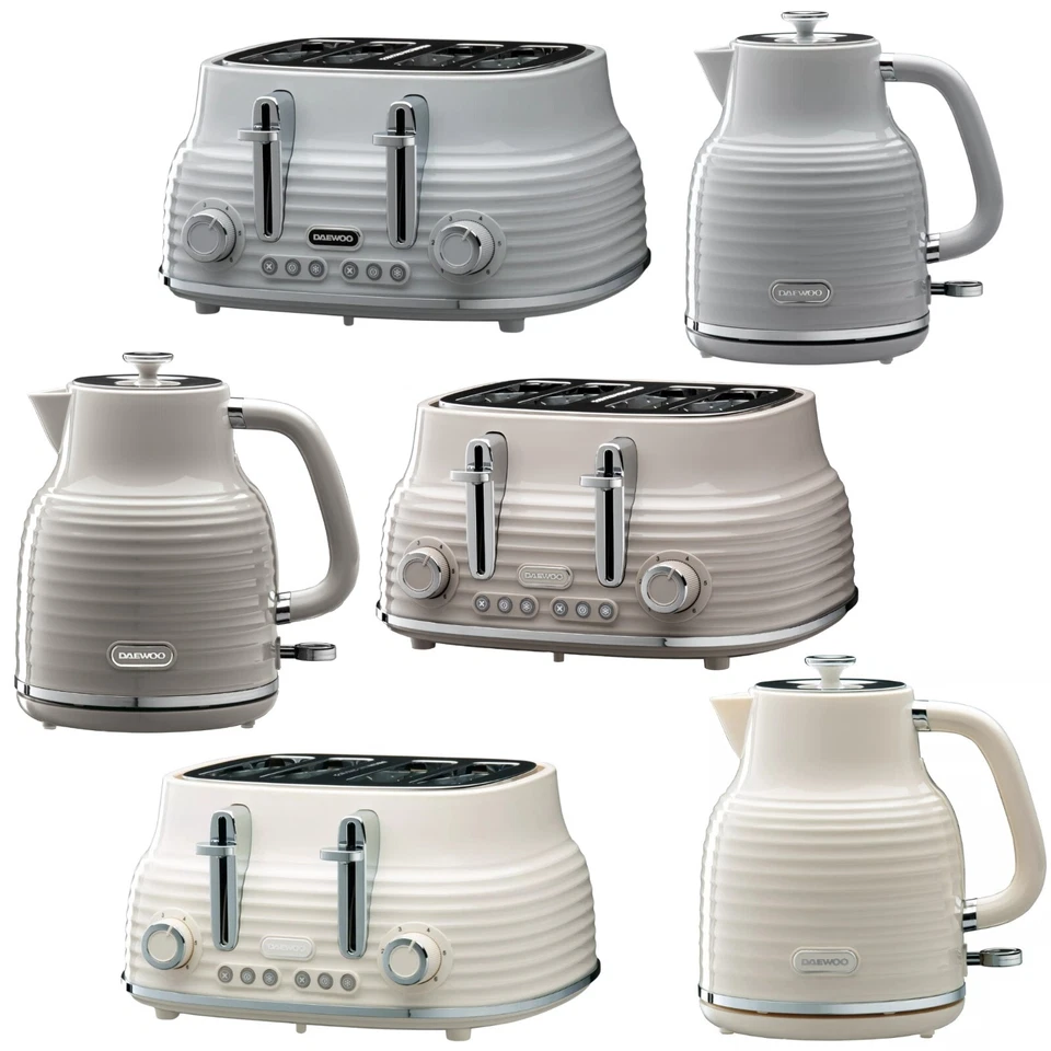 Daewoo Sienna Jug Kettle & 4 Slice Toaster Set 1.7L Rapid Boil Cordless - Image 2 of 2