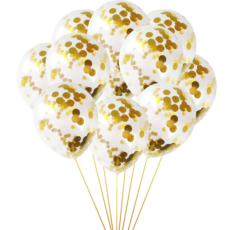Paquete de 10 globos de confeti de látex de 18 pulgadas para fiesta de feliz cumpleaños decoración de bodas Foto 2 de 4