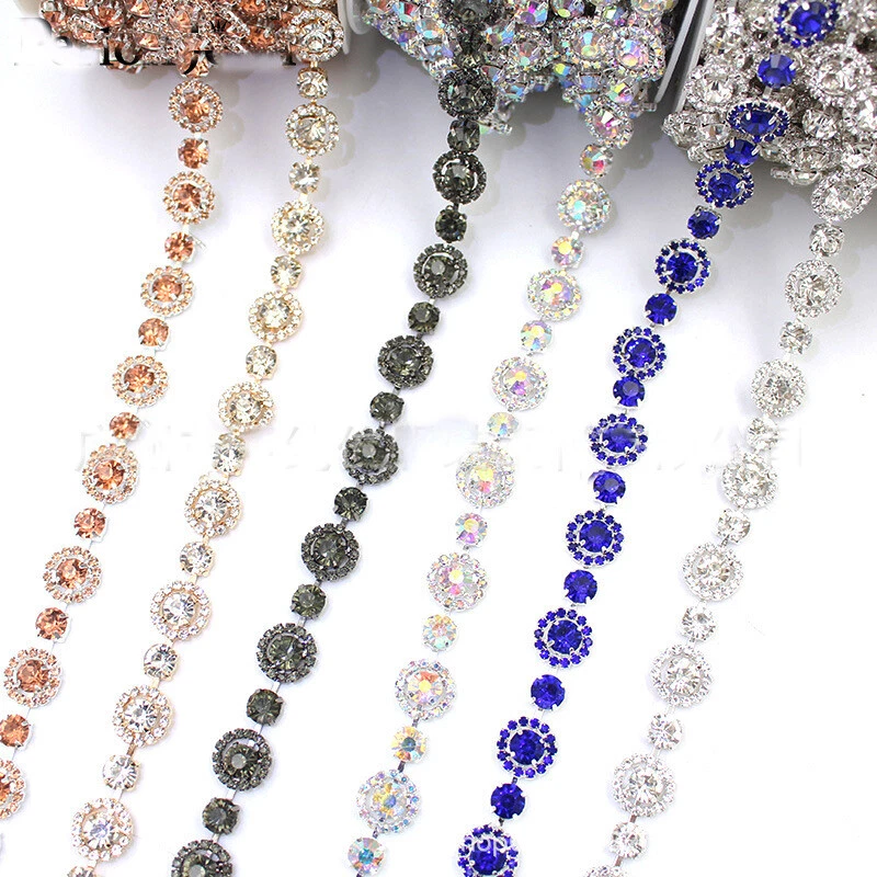 5 Yard Crystal Diamante Rhinestone Chain Trim Applique Wedding Sewing Craft DIY - Image 2 of 4