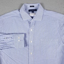 Tommy Hilfiger Shirt Mens 16 Blue Striped Dress Button Up Long Sleeve