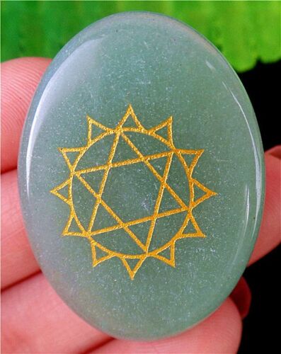 40x30x6mm Natural Green Aventurine Seven Chakras Reiki Healing Oval CAB EA74099 - Picture 1 of 1