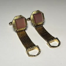 Vintage Swank Mesh Cufflinks Pink Moonglow Gold Tone Octagon Mid Century