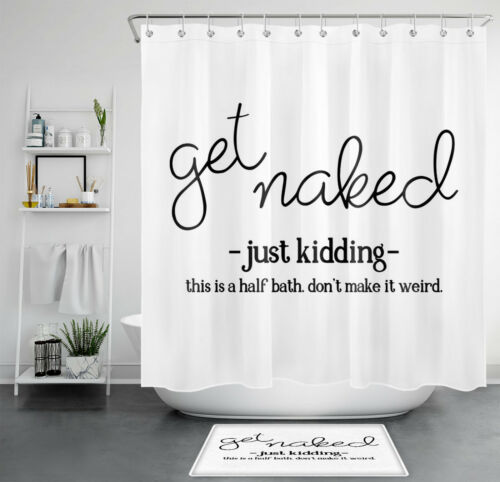 Funny Word Just Kidding Black White Modern Art Shower Curtain Set Bathroom  Decor | eBay