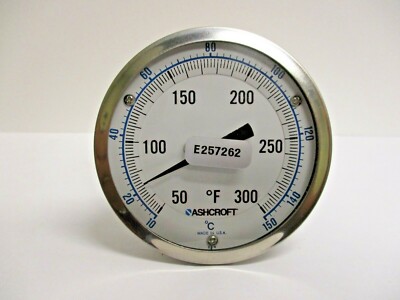 ASHCROFT, EXT-120407, 3'' THERMOMETER, 1/2''MNPT BACK CONNECTION, 4'' STEM, 50/300*