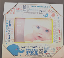 Prinz 7.5" x 8" Baby Picture Frame New Holds 4x6 pic, lullaby, Tiny Miracle etc