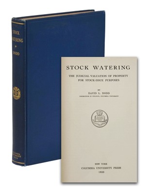 Stock Watering ~ by DAVID L. DODD ~ First Edition ~ 1st Printing ~ 1930