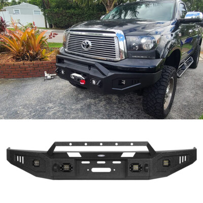 2013 Tundra Front Bumper w/ LED Spotlights For Toyota 2007-2013 Steel Black