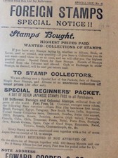 K1m Ephemera 1890s Advert Edward Cooper London Stamps Dealer