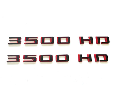 2x 3500HD ABS Letter Emblem 3D Badges for Chevrolet Silverado Gloss Red Black